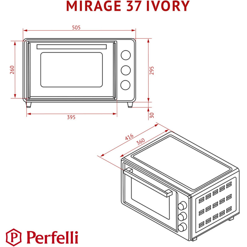 Настільна духовка Perfelli MIRAGE 37 IVORY