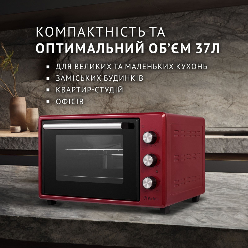 Настільна духовка Perfelli MIRAGE 37 RED