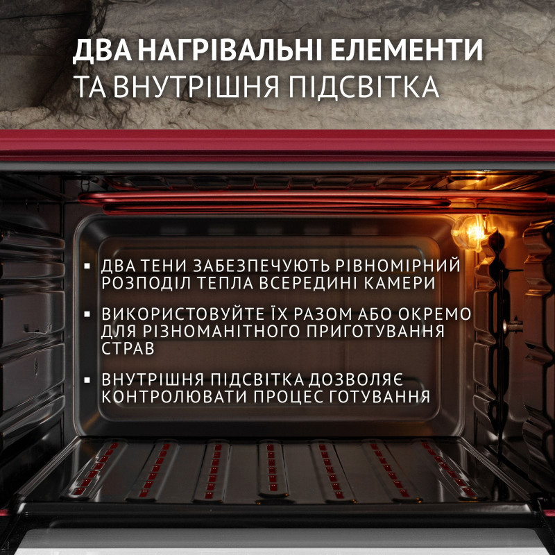 Настільна духовка Perfelli MIRAGE 37 RED