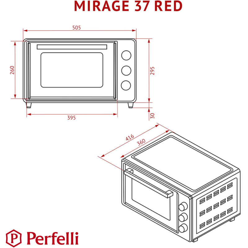 Настільна духовка Perfelli MIRAGE 37 RED