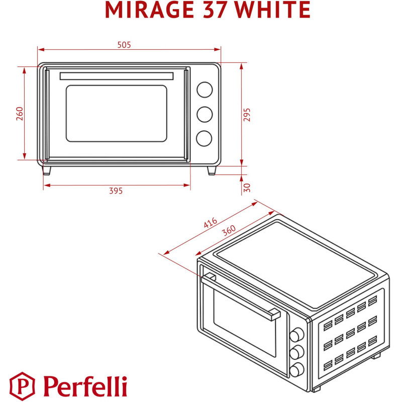 Настільна духовка Perfelli MIRAGE 37 WHITE