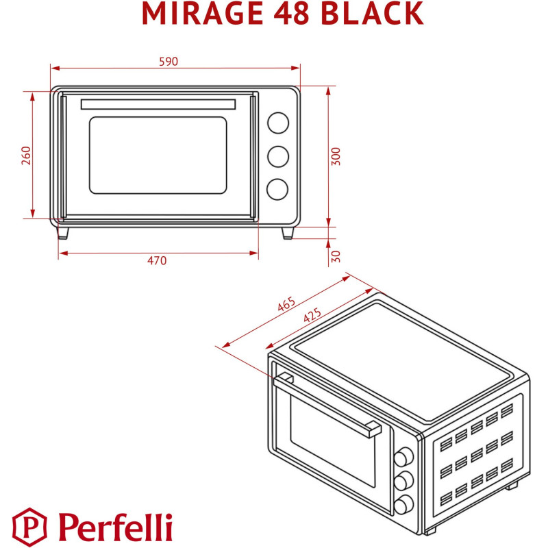 Настільна духовка Perfelli MIRAGE 48 BLACK