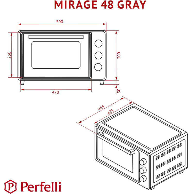 Настільна духовка Perfelli MIRAGE 48 GREY