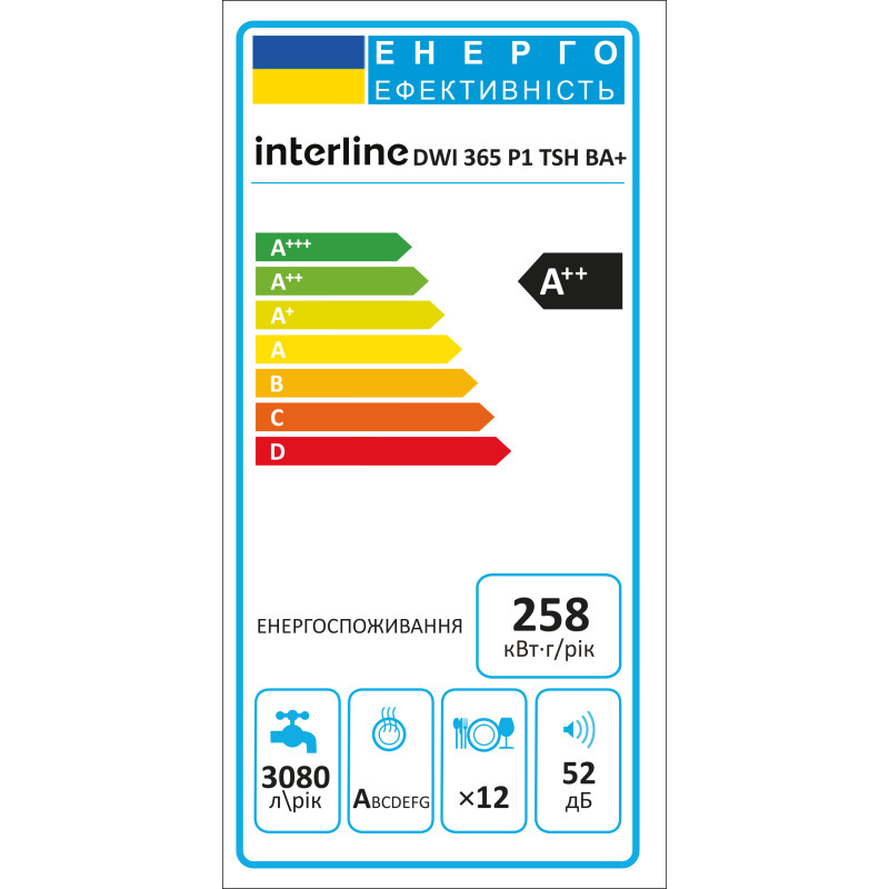 Посудомийна машина Interline DWI 365 P1 TSH BA+