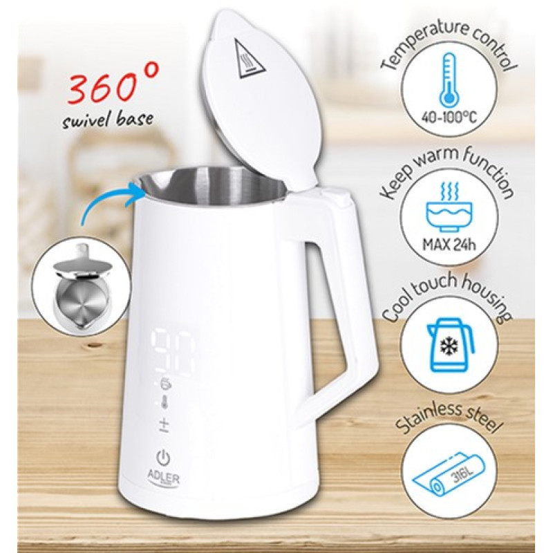 Електрочайник Adler AD 1345 white