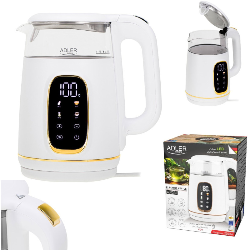 Електрочайник Adler AD 1305 white silver
