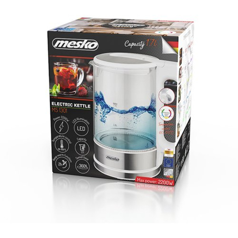 Електрочайник Mesko MS 1301 white