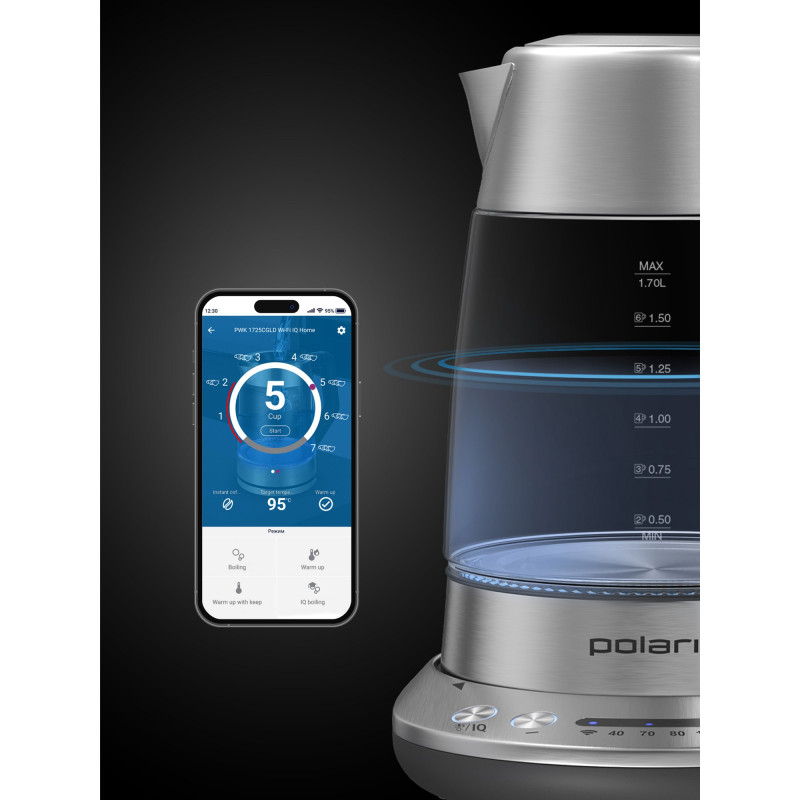 Електрочайник Polaris PWK 17115CGLD WIFI IQ Home Matte