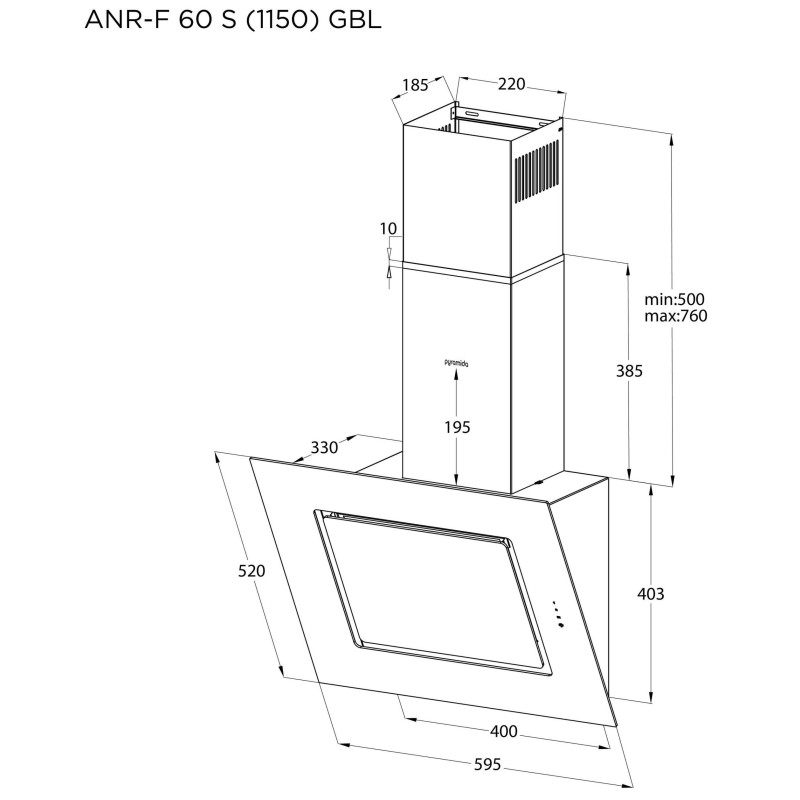 Витяжка PYRAMIDA ANR-F 60 S (1150) GIV