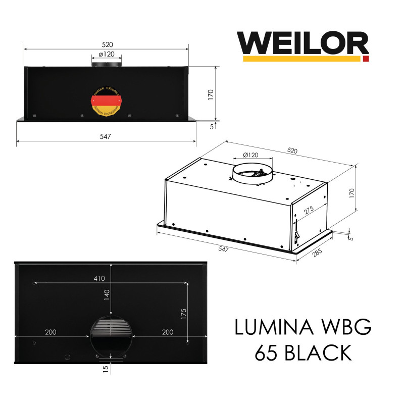 Витяжка WEILOR LUNA WBG 55 BLACK