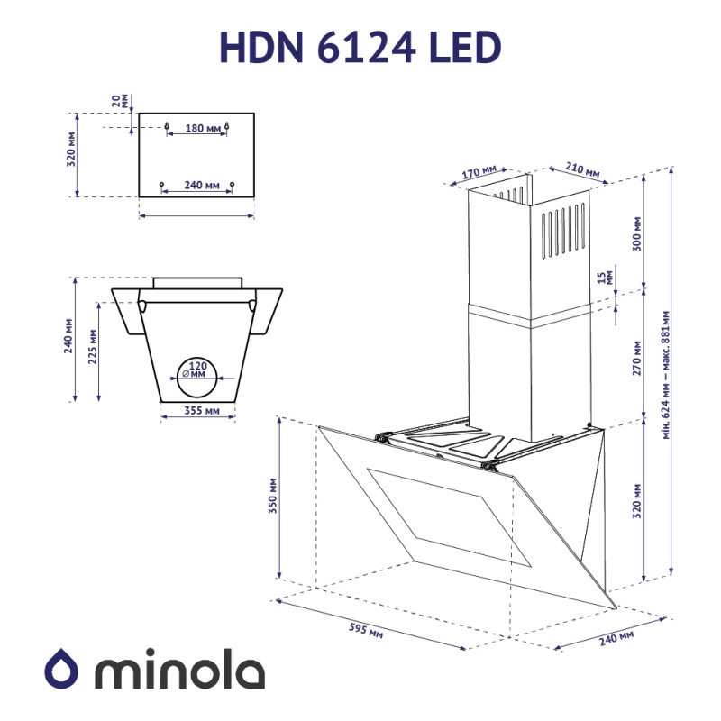 Витяжка Minola HDN 6124 BL LED