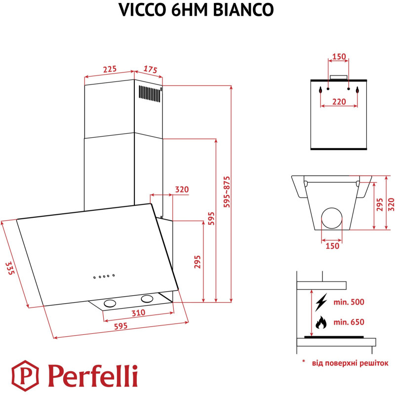 Витяжка Perfelli VICCO 6HM BIANCO