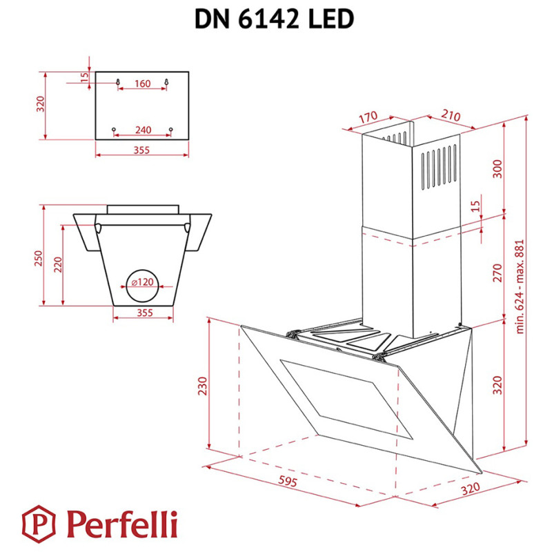 Витяжка Perfelli DN 6142 BL LED