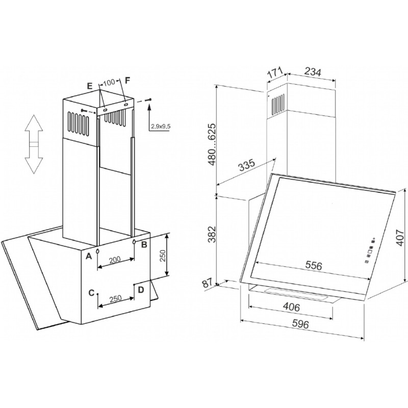 Витяжка ELEYUS PRIMA 1200 LED 60 BL