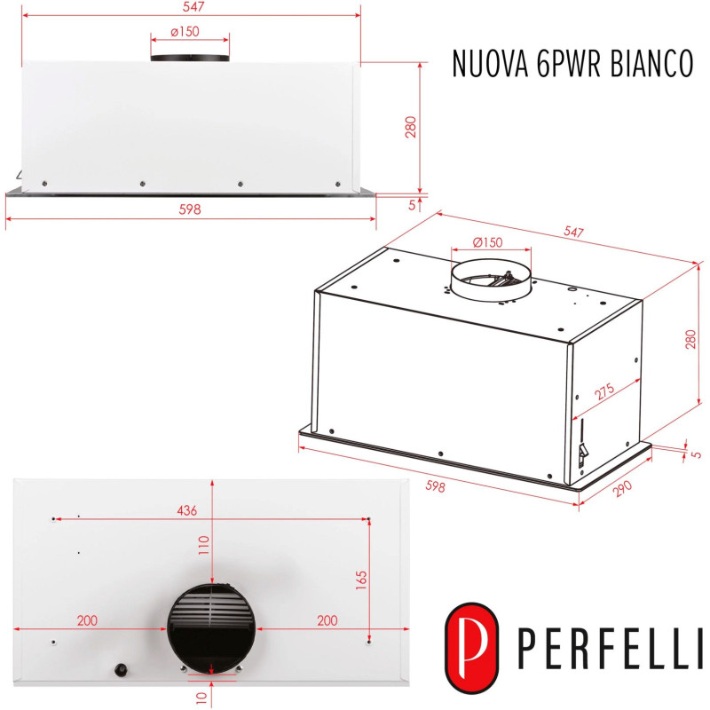 Витяжка PERFELLI NUOVA 6PWR BIANCO