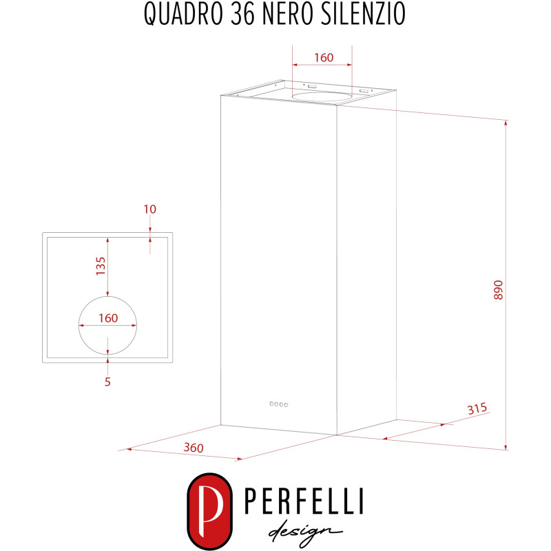 Витяжка PERFELLI DESIGN ISOLA 35 NERO SILENZIO