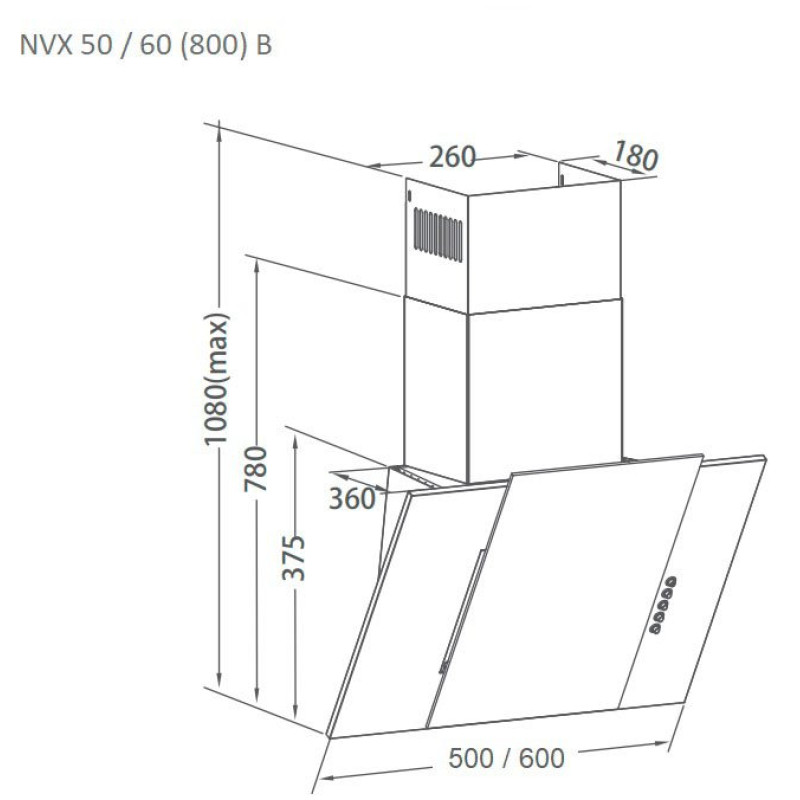 Витяжка PYRAMIDA NVX 50 (800) B BL