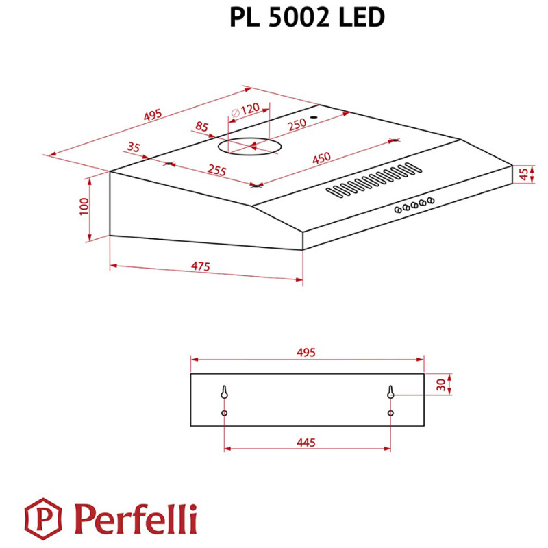 Витяжка Perfelli PL 5002 W LED