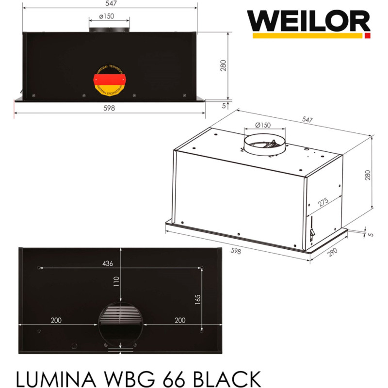 Витяжка Weilor LUMINA WBG 66 BLACK
