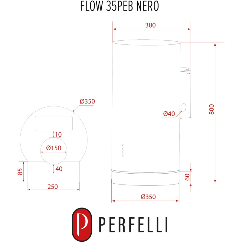 Витяжка PERFELLI FLOW 35PEB NERO
