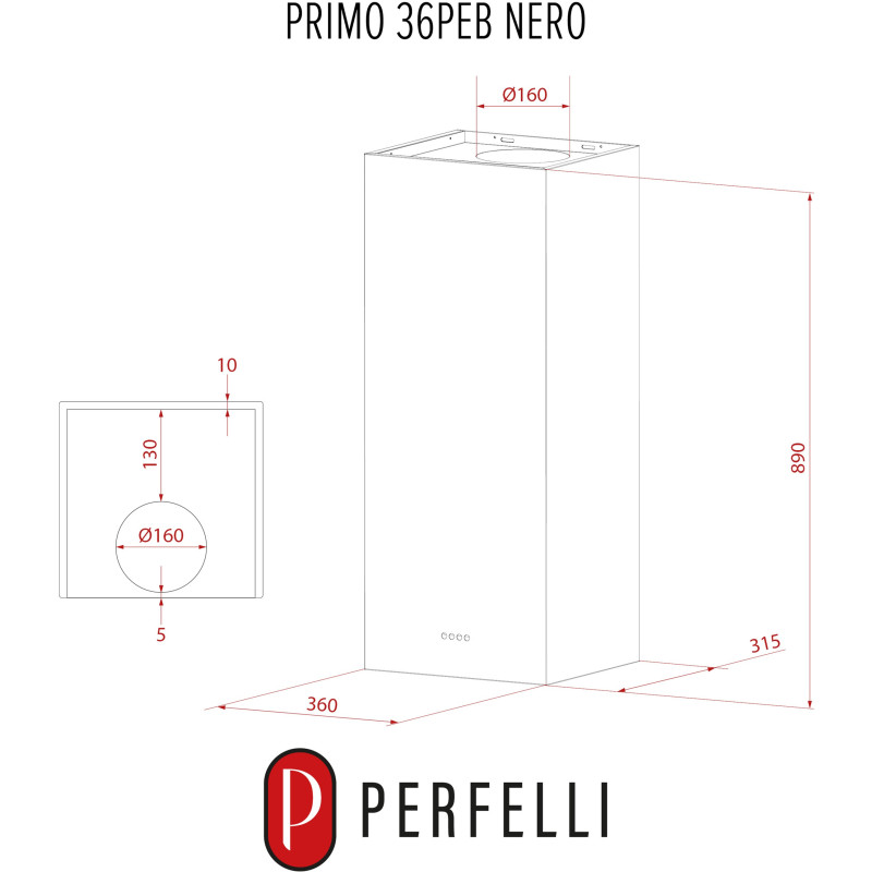 Витяжка PERFELLI PRIMO 36PEB NERO