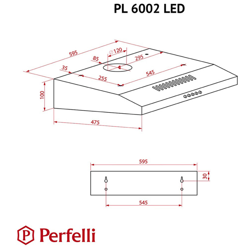 Витяжка Perfelli PL 6002 W LED