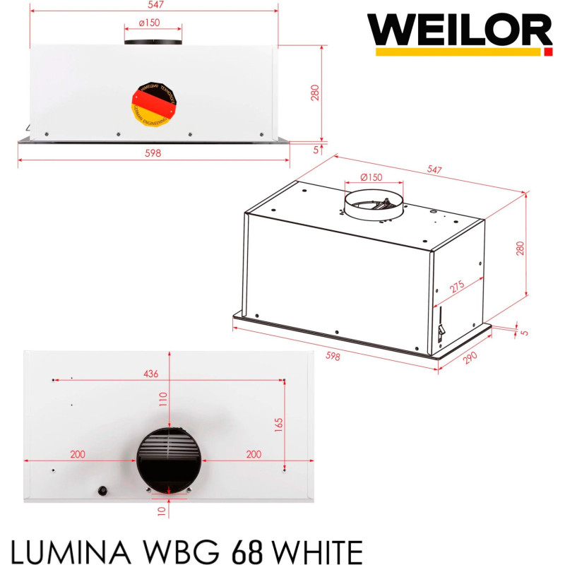 Витяжка Weilor LUMINA WBG 68 WHITE