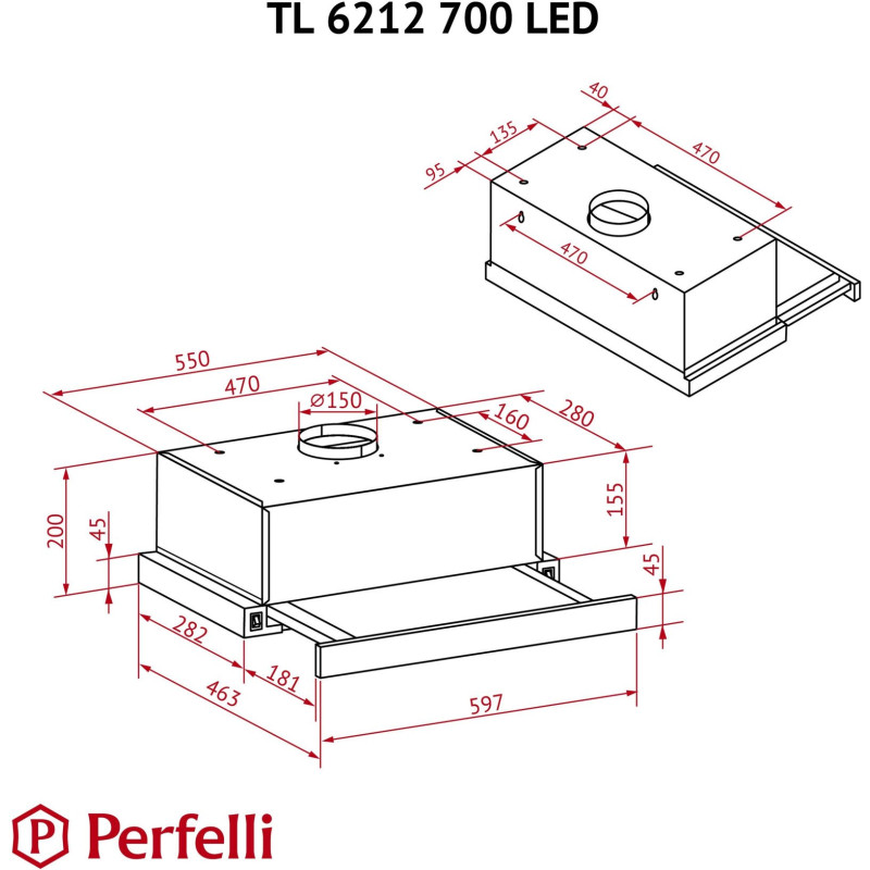Витяжка Perfelli TL 6212 Full BL 700 LED 