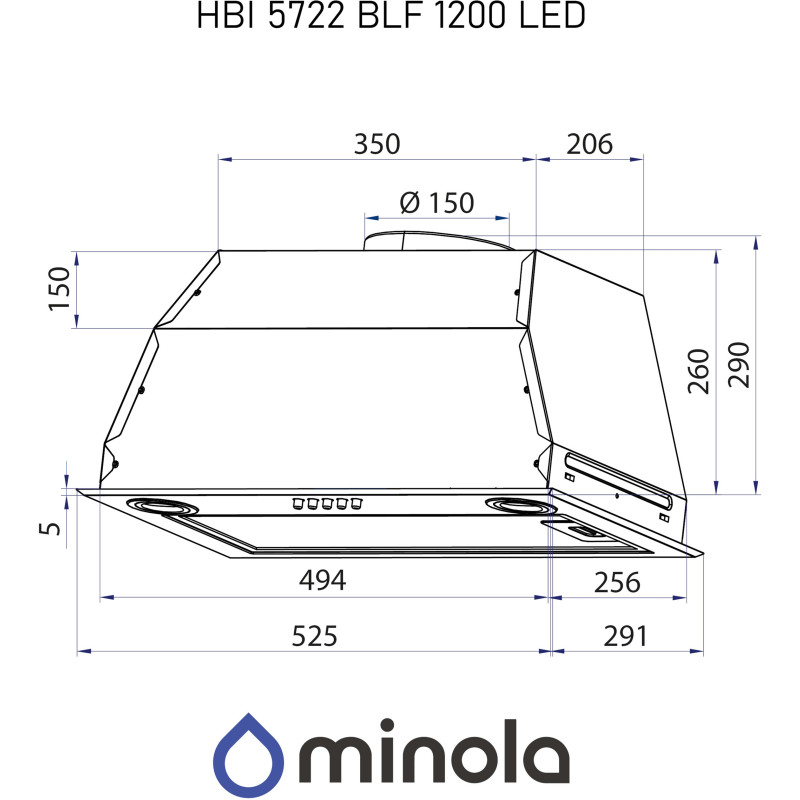 Витяжка Minola HBI 5722 BLF 1200 LED