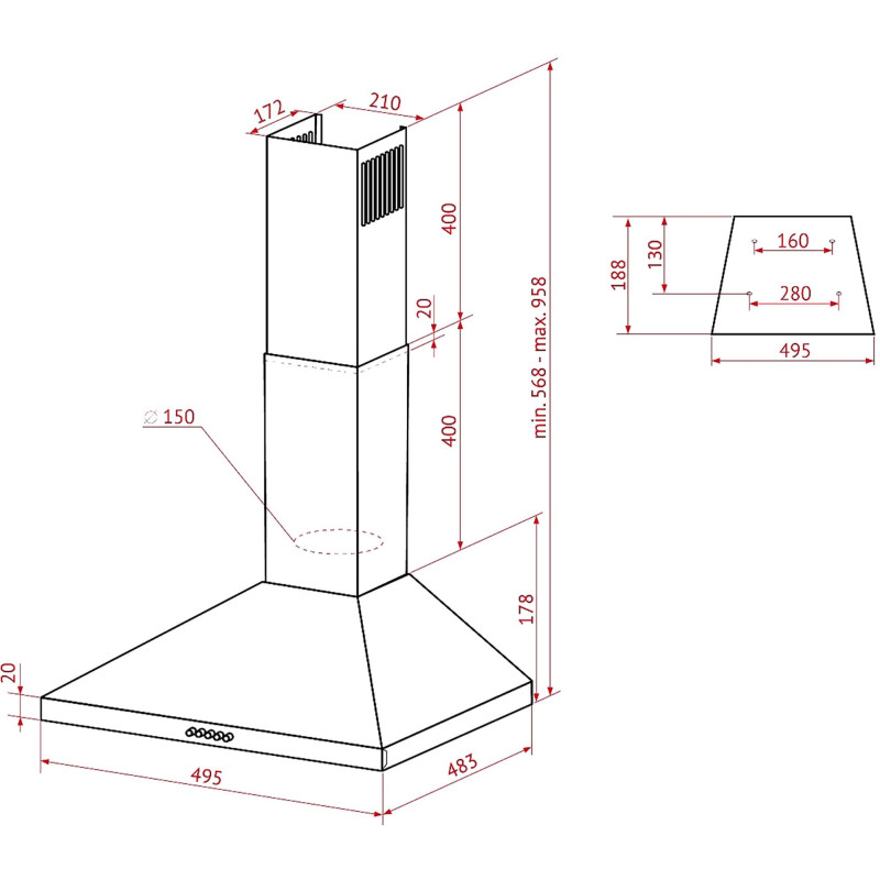 Витяжка Perfelli K 5210 I 700 LED