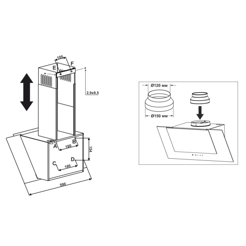 Витяжка ELEYUS OSCAR 1000 LED 60 WH