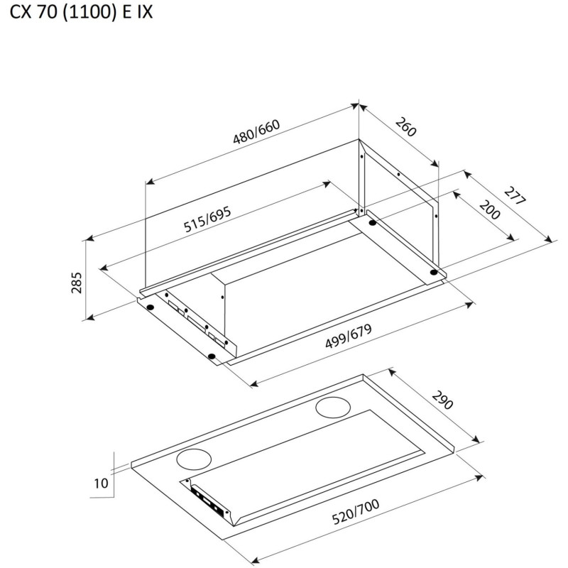 Витяжка PYRAMIDA CX 70 (1100) E IX