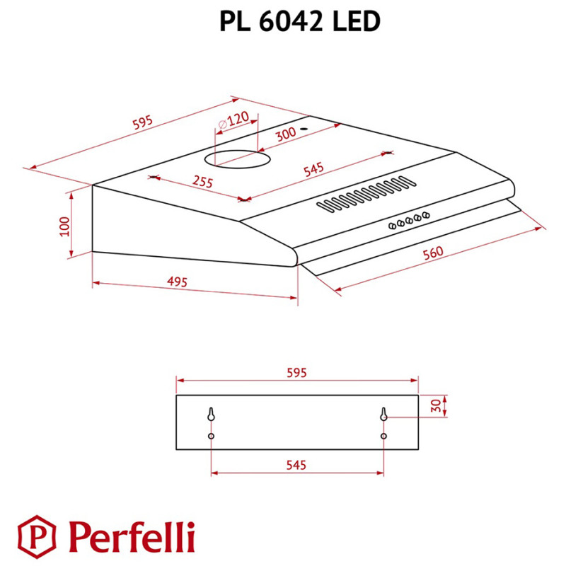 Витяжка Perfelli PL 6042 W LED