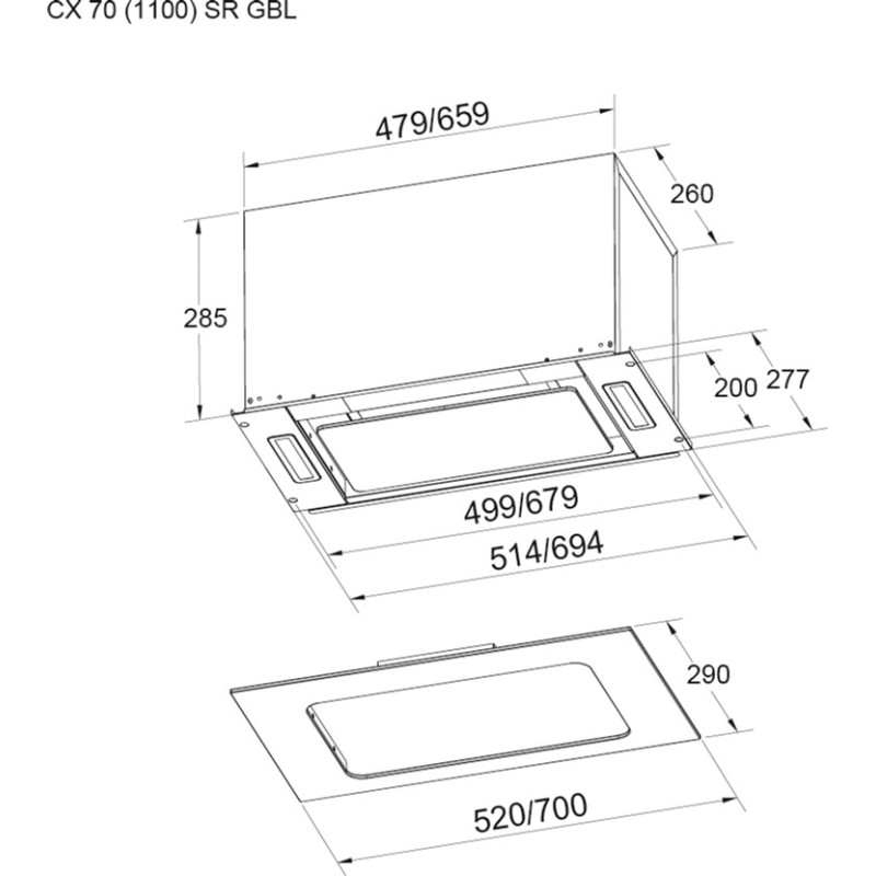 Витяжка PYRAMIDA CX 70 (1100) SR GBL