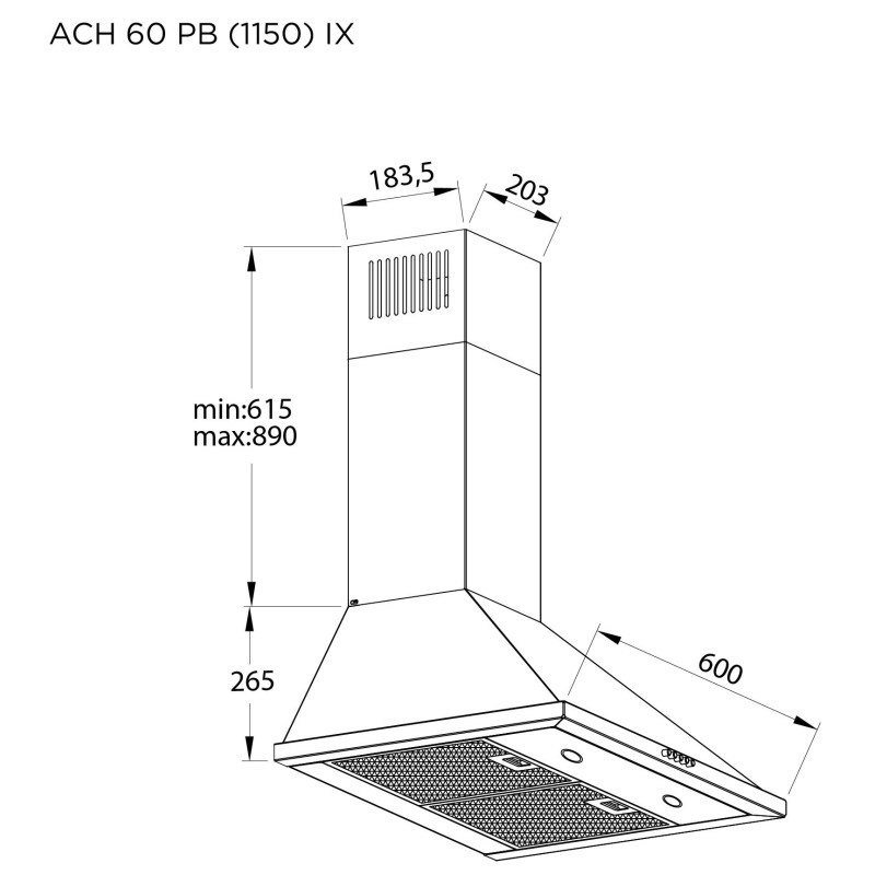 Витяжка PYRAMIDA ACH 60 PB (1150) IX