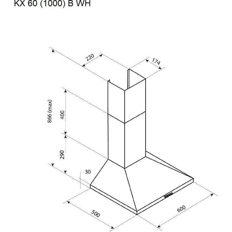 Витяжка PYRAMIDA KX 60 (1000) B WH