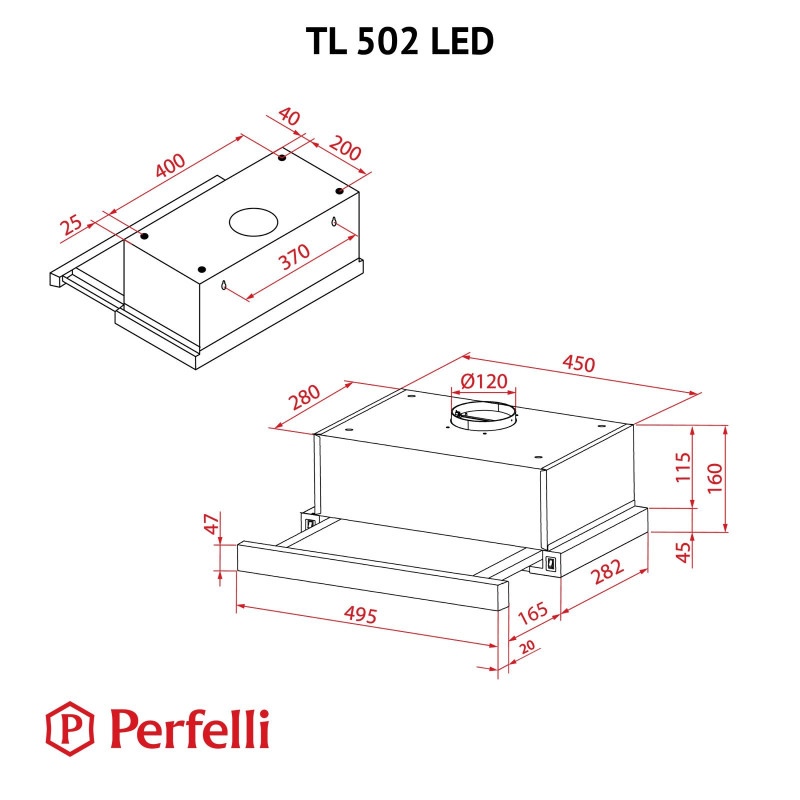 Витяжка Perfelli TL 502 WH LED