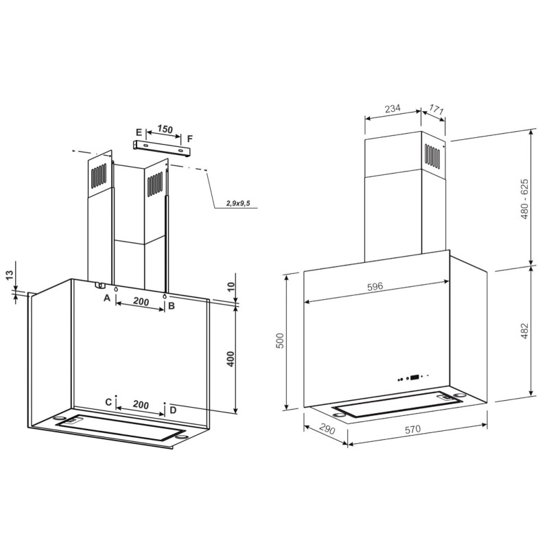 Витяжка ELEYUS MIRRA 1200 LED 60 BL