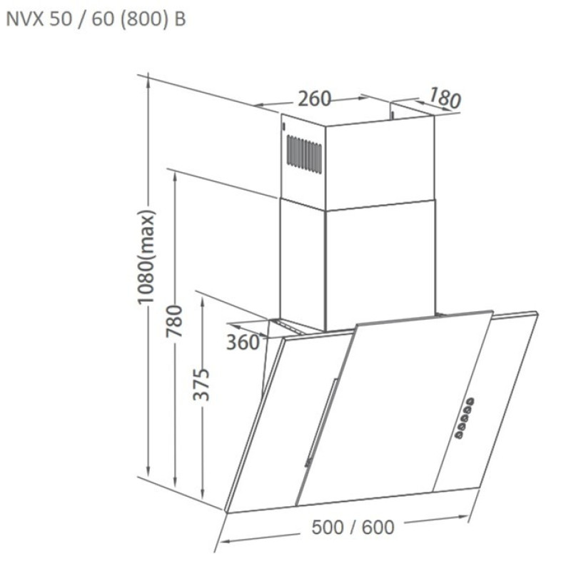 Витяжка PYRAMIDA NVX 50 (800) B WH
