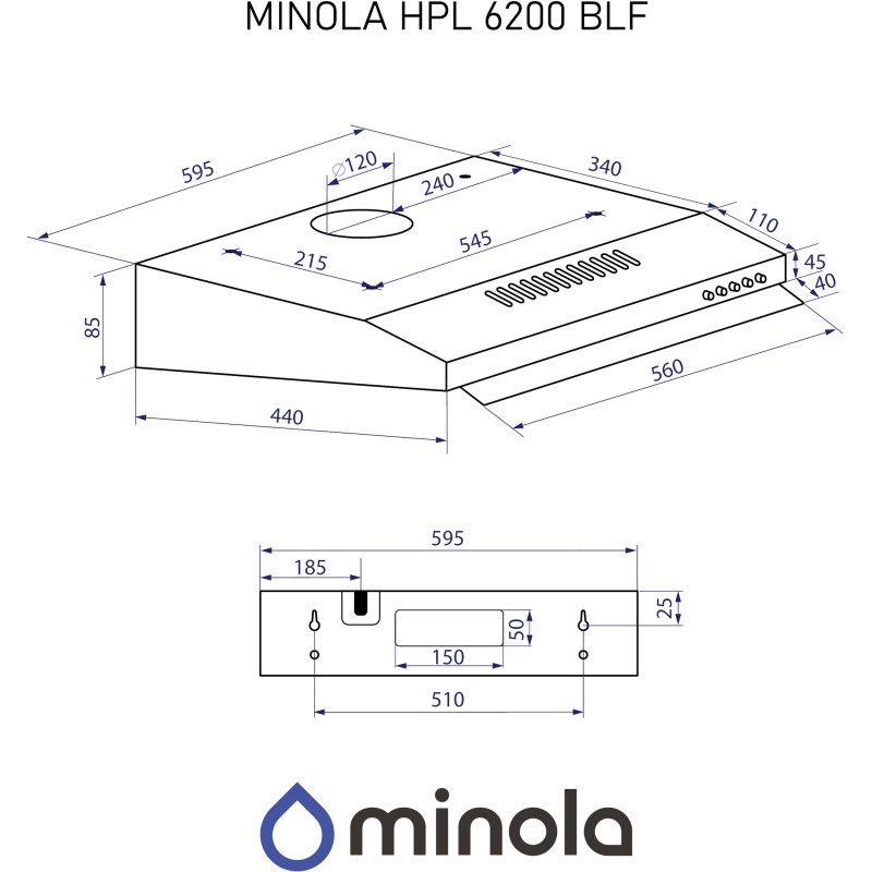 Витяжка Minola HPL 6200 BLF