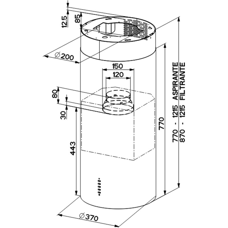 Витяжка Faber Cylindra Isola Evo Bk Matt A37 (335.0572.104)