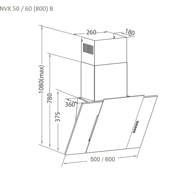 Витяжка PYRAMIDA NVX 60 (800) B XBL
