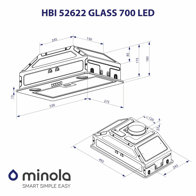 Витяжка Minola HBI 52622 BL GLASS 700 LED