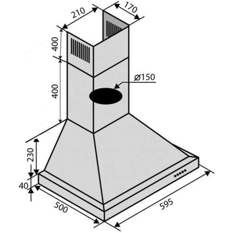 Витяжка VENTOLUX LAZIO 60 INOX (1000) LED