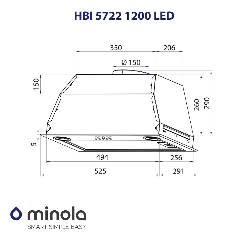 Витяжка Minola HBI 5722 WH 1200 LED