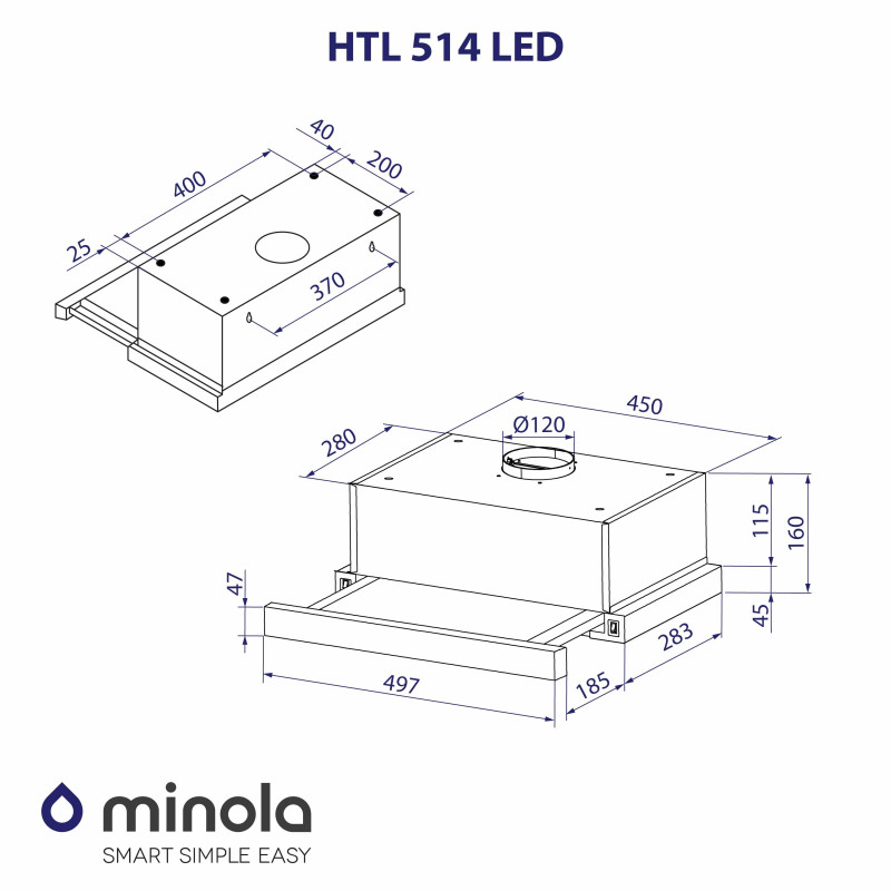 Витяжка MINOLA HTL 514 WH LED