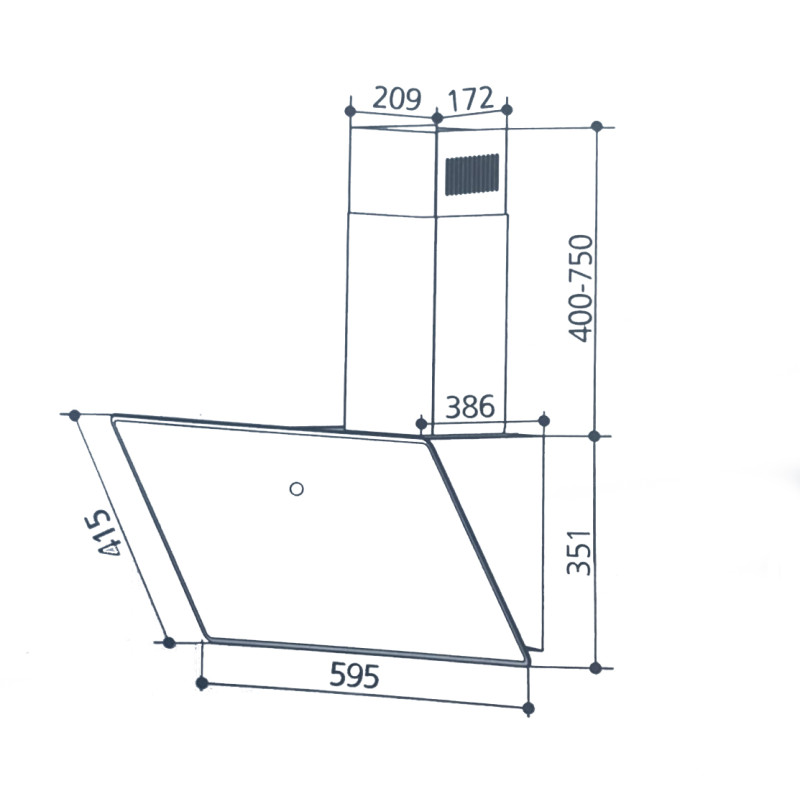 Витяжка INTERLINE STREAM MATT BL A/60/GL/M