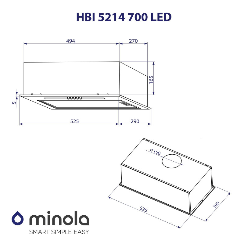 Витяжка Minola HBI 5214 I 700 LED