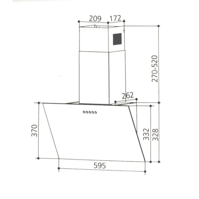 Витяжка Interline TEFFI SLIM BL A/60/GL/PB