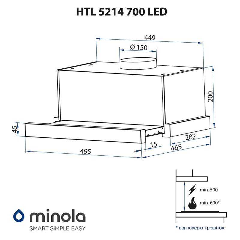 Витяжка Minola HTL 5214 BLF 700 LED